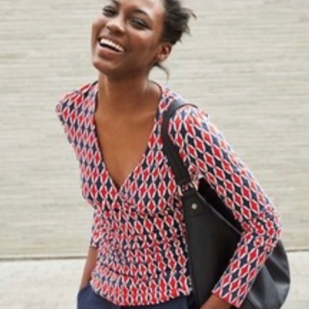 Boden Long Sleeve Wrap Top.